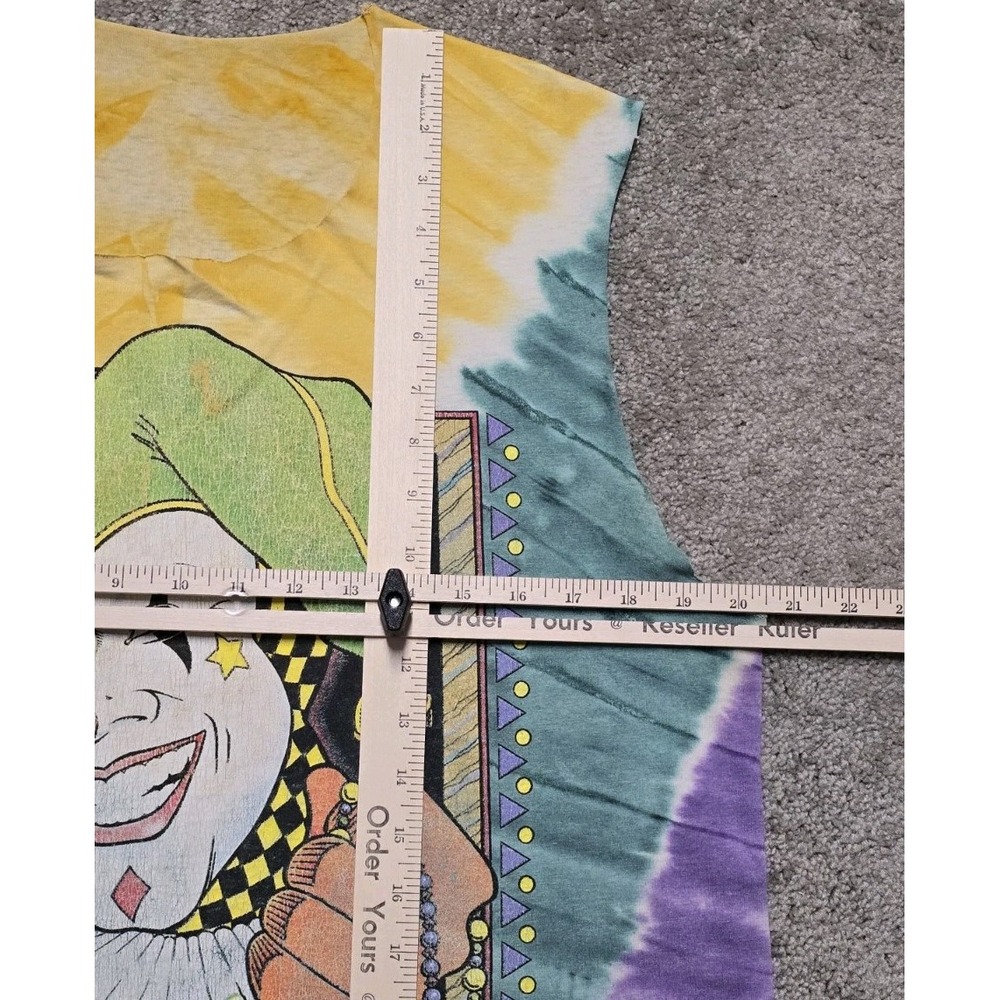 VTG Chopped Single Stitch Mardi Gras T Shirt Tie Dye Mens L 80s Screen Stars - Picture 15 of 16